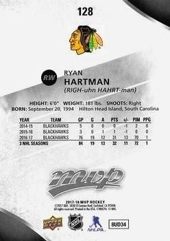 2017-18 Upper Deck MVP - Silver Script #128 Ryan Hartman Back