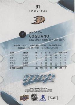 2017-18 Upper Deck MVP - Colors and Contours #91 Andrew Cogliano Back