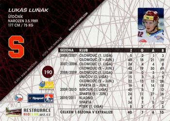 2011-12 OFS Plus #190 Lukas Lunak Back