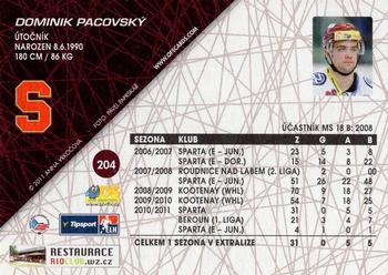 2011-12 OFS Plus #204 Dominik Pacovsky Back