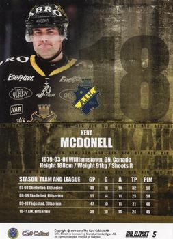 2011-12 SHL Elitset #5 Kent McDonell Back