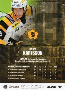 2011-12 SHL Elitset #118 Melker Karlsson Back