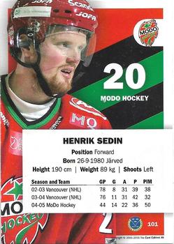2005-06 SHL Elitset #101 Henrik Sedin Back
