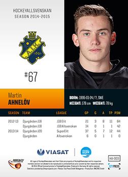 2014-15 HockeyAllsvenskan #HA-003 Martin Ahnelöv Back