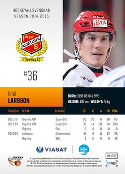 2014-15 HockeyAllsvenskan #HA-039 Emil Larsson Back