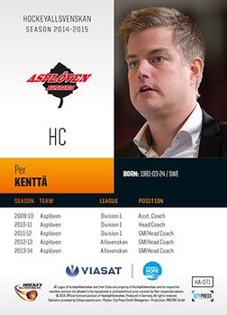 2014-15 HockeyAllsvenskan #HA-071 Per Kenttä Back