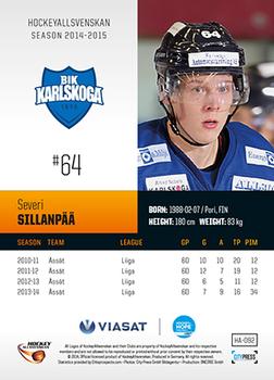 2014-15 HockeyAllsvenskan #HA-092 Severi Sillanpää Back