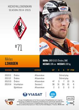 2014-15 HockeyAllsvenskan #HA-136 Niklas Lihagen Back