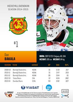 2014-15 HockeyAllsvenskan #HA-169 Dan Bakala Back