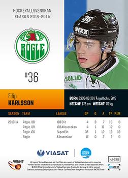 2014-15 HockeyAllsvenskan #HA-228 Filip Karlsson Back