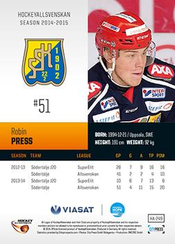 2014-15 HockeyAllsvenskan #HA-249 Robin Press Back