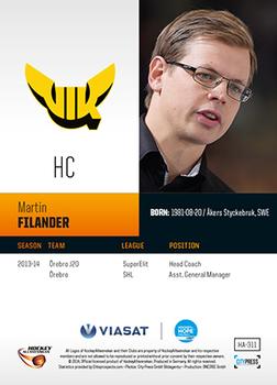 2014-15 HockeyAllsvenskan #HA-311 Martin Filander Back