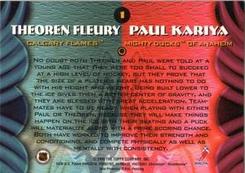 1994-95 Finest - Bowman's Best Blue and Red Duals #1 Theoren Fleury / Paul Kariya Back
