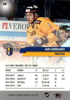 2017-18 Cardset Finland #038 Keni Karalahti Back
