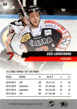 2017-18 Cardset Finland #058 Ossi Louhivaara Back
