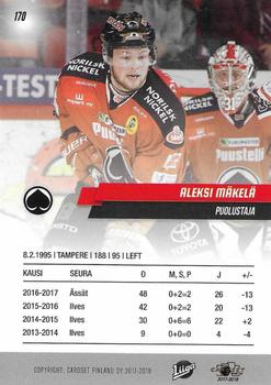 2017-18 Cardset Finland #170 Aleksi Mäkelä Back