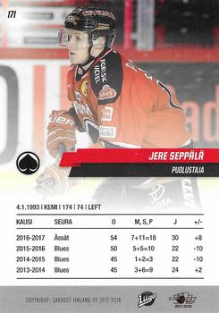 2017-18 Cardset Finland #171 Jere Seppälä Back