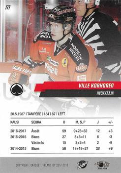 2017-18 Cardset Finland #177 Ville Korhonen Back