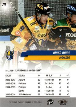 2017-18 Cardset Finland #218 Miika Roine Back