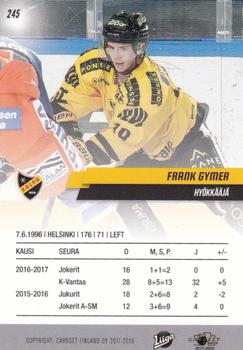 2017-18 Cardset Finland #245 Frank Gymer Back