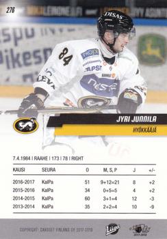 2017-18 Cardset Finland #276 Jyri Junnila Back