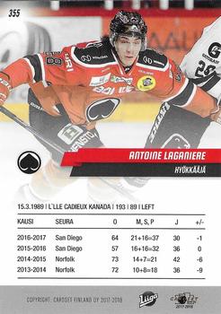 2017-18 Cardset Finland #355 Antoine Laganiere Back