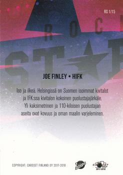 2017-18 Cardset Finland - Rockstars #RS1 Joe Finley Back