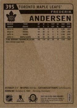 2017-18 O-Pee-Chee - Retro #395 Frederik Andersen Back