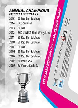 2015-16 Playercards Premium (EBEL) #EBEL-184 Karl Nedwed Trophy Back