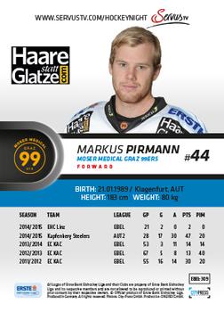 2015-16 Playercards Premium (EBEL) #EBEL-309 Markus Pirmann Back
