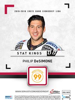 2015-16 Playercards Premium (EBEL) - Stat Kings #EBEL-SK09 Phil DeSimone Back