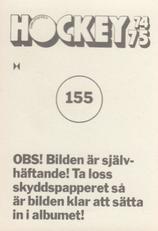 1974-75 Williams Hockey (Swedish) #155 Jan Andersson Back