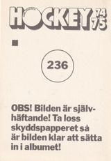 1974-75 Williams Hockey (Swedish) #236 Dan Labraaten Back