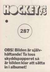 1974-75 Williams Hockey (Swedish) #287 Hockeyskolan - Forsvarsspel Back