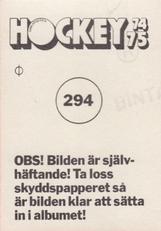 1974-75 Williams Hockey (Swedish) #294 Hockeyskolan - Forsvarsspel Back