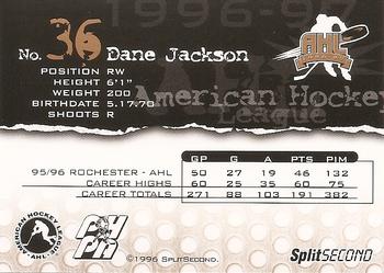 1996-97 SplitSecond Rochester Americans (AHL) #NNO Dane Jackson Back