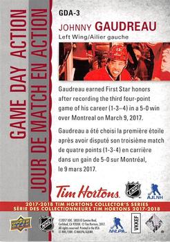 2017-18 Upper Deck Tim Hortons - Game Day Action #GDA-3 Johnny Gaudreau Back