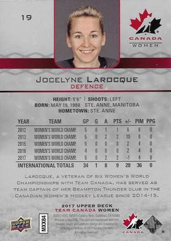 2017 Upper Deck Team Canada Juniors #19 Jocelyne Larocque Back