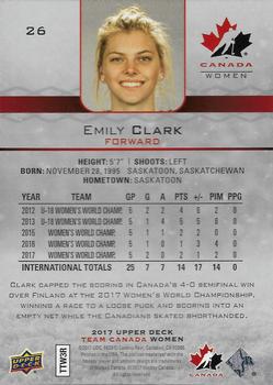 2017 Upper Deck Team Canada Juniors #26 Emily Clark Back