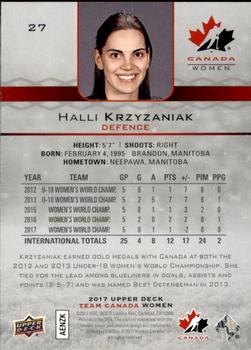 2017 Upper Deck Team Canada Juniors #27 Halli Krzyzaniak Back