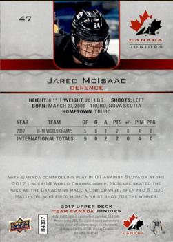 2017 Upper Deck Team Canada Juniors #47 Jared McIsaac Back