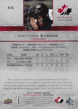 2017 Upper Deck Team Canada Juniors #55 Matthew Strome Back