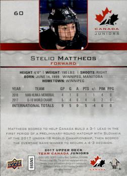 2017 Upper Deck Team Canada Juniors #60 Stelio Mattheos Back