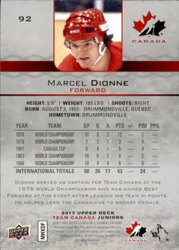 2017 Upper Deck Team Canada Juniors #92 Marcel Dionne Back