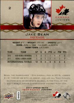 2017 Upper Deck Team Canada Juniors - Red Exclusives #2 Jake Bean Back