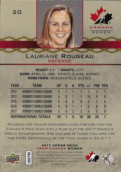 2017 Upper Deck Team Canada Juniors - Red Exclusives #20 Lauriane Rougeau Back