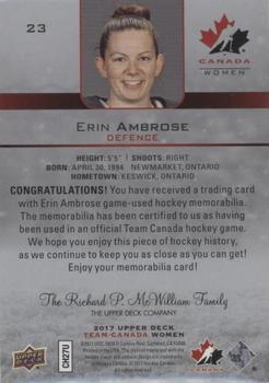 2017 Upper Deck Team Canada Juniors - Canada Jerseys #23 Erin Ambrose Back