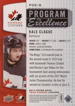 2017 Upper Deck Team Canada Juniors - Program of Excellence #POE-8 Kale Clague Back