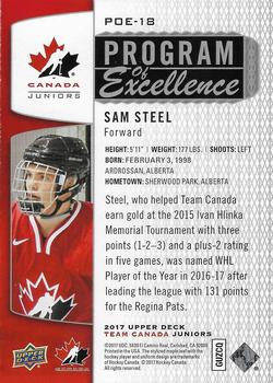 2017 Upper Deck Team Canada Juniors - Program of Excellence #POE-18 Sam Steel Back