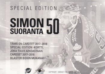 2017-18 Cardset Finland - Limited Edition (Series One) #NNO Simon Suoranta Back